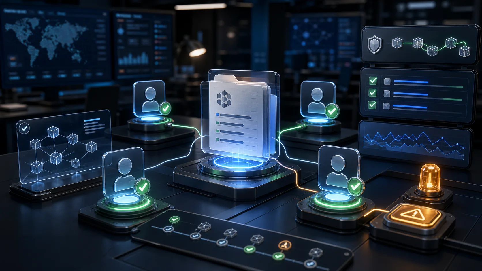 Multisig approval workflow with signer nodes, transaction context, audit trail, simulation evidence and emergency runbook controls.